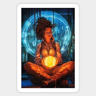 Cyberpunk Style Tarot - The Technoshaman Sticker